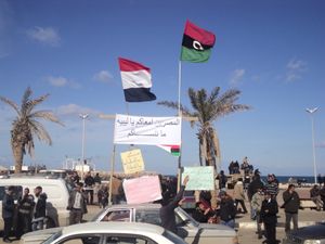 2월 리비아 시위를 지지하는 벵가지 행진 - 이집트 청년들의 모습