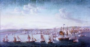 1804년 8월 3일 트리폴리 포격을 묘사한 그림