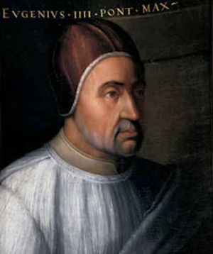 교황 에우제니오 4세(Pope Eugene IV). 크리스토파노 델랄티시모(Cristofano dell'Altissimo)의 초상화. 뒤파이는 교황 합창단에서 일했다.