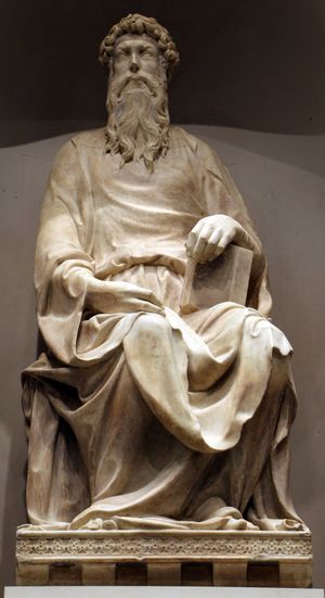 피렌체 대성당 파사드를 위해 제작된 복음사가 성 요한상 (1409–1411년). 현재 두오모 미술관에 전시되어 있다.