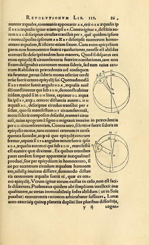 『천구의 회전』에서 설명하고 있는 행성의 궤도.