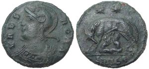 콘스탄티누스 1세가 콘스탄티노폴리스 건설을 기념하여 주조한 기념 주화 (330년~333년).