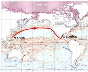 동쪽으로 향하는 마닐라 갈레온이 이용한 북쪽 무역풍 항로