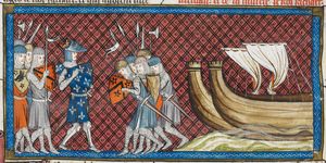 팔레스타인에 도착한 필리프 2세를 묘사한 그림. 1332년에서 1350년 사이에 제작되었다.