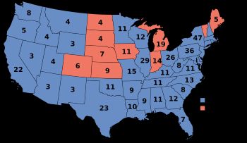 선거 결과, 윌키가 차지한 주는 빨간색