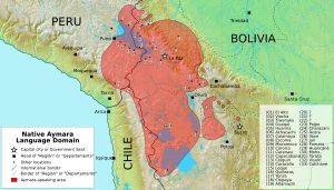 1984년 기준 아이마라어 사용 지역