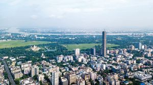 후글리 강이 보이는 콜카타의 항공 사진