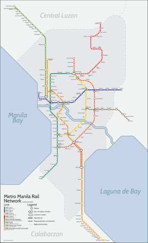 메트로 마닐라 철도 시스템 지도.