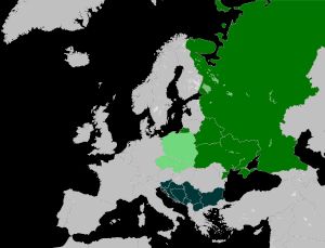 슬라브어가 국가 언어인 유럽의 정치 지도: