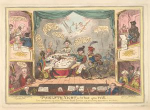 조지 크루익셱크(George Cruikshank)의 십이야(Twelfth Night). 당시 회의 주요 인물들을 풍자한 그림.