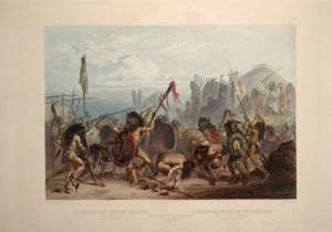 들소 춤을 추는 만단족 인디언들