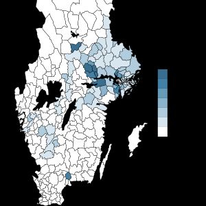 핀란드어를 사용하는 중남부 스웨덴 지역 (2005)