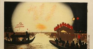 고바야시 키요치카 「도쿄 명소도·료고쿠 불꽃놀이도」, 1880년.