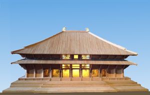 가마쿠라 시대에 재건된 금당 모형