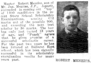 13세 시절의 로버트 멘지스