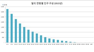 말리 연령별 인구 구조 (2015년)