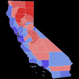 2018년 캘리포니아 주지사 선거 결과; 뉴섬이 파란색 카운티에서 승리