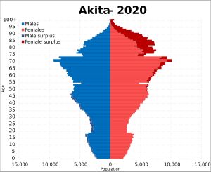 2020년 아키타현 인구 피라미드