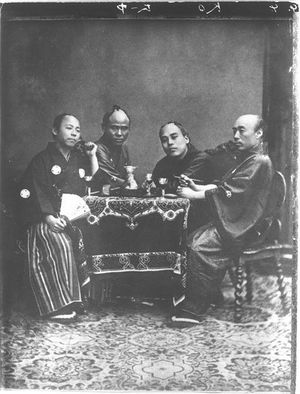 1862년 유럽 시찰시 시바타 사타로, 후쿠자와 유키치, 오타 겐사부로, 후쿠다 자타로