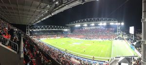 104회 그레이 컵을 위해 남쪽 엔드존에 임시 좌석이 추가된 BMO 필드