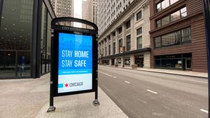 시카고 루프의 코로나19 안전 메시지