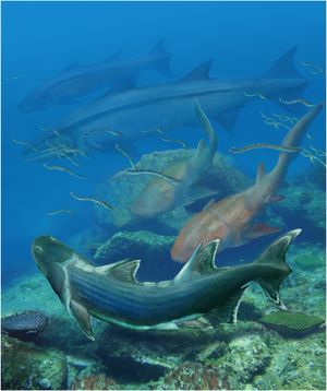 스파랄레피스 팅이와 윈난의 실루리아기 다른 동물군의 생체 복원도