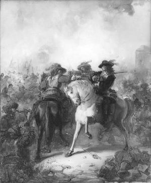 헨드릭크 오버커크가 생드니 전투에서 프랑스 용기병으로부터 오렌지 공 빌헬름 3세를 구출하다, 야곱 드 보스 작