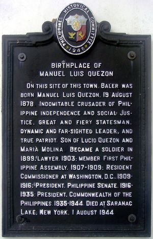 1948년 발레르에 설치된 그의 출생지 표지판