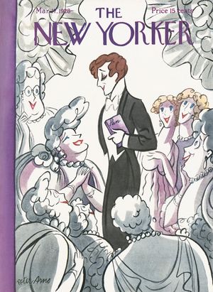 화이트 타이 드레스를 입은 남성의 예술적 묘사 (뉴요커, 1928년 3월 17일)