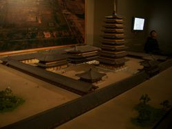 황룡사지에 있었던 황룡사의 복원 모형.