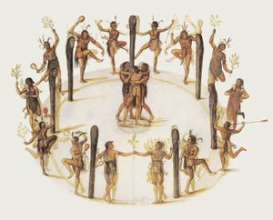 존 화이트, 로어노크족 인디언, 1585년, 수채화, 대영 박물관