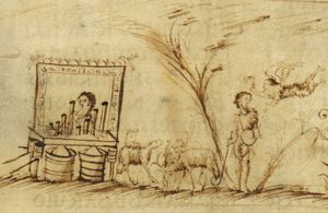 9세기 유트레히트 시편집(Utrecht Psalter)에 나오는 오르간 그림