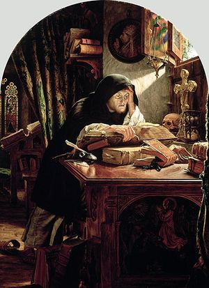 마르틴 루터가 에르푸르트에서 오직 믿음 교리를 발견하는 모습을 그린 1861년 그림