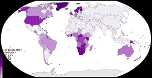 전 세계 개신교 비율(2010년)