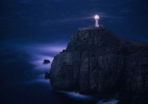 후쿠에 섬의 오세자키 등대 전경