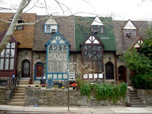 펜실베이니아주 어퍼더비 타운십의 테라스 하우스. 필라델피아의 인접 교외 지역이다.