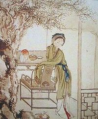 『홍루몽』. 조설근의 장편 소설로, 건륭제도 읽었다고 알려져 있다. (서보전의 삽화)