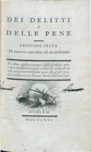 『범죄와 형벌』(1766), 6판 표지