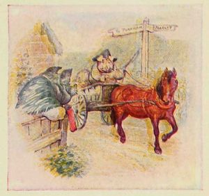 포터가 1922년에 출판한 세실리 파슬리의 보육원 운율(Cecily Parsley's Nursery Rhymes)에 실린 "이 작은 돼지(This Little Piggy)" 삽화