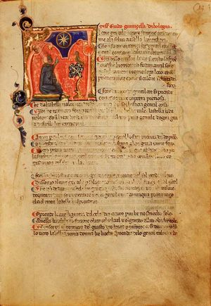 Guido Guinizelli의 "Al cor gentil rempaira sempre amore"가 수록된 Banco Rari 사본의 페이지