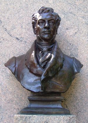 다니엘 체스터 프렌치가 제작한 워싱턴 어빙 흉상, 서니사이드(Sunnyside)에서 멀지 않은 뉴욕주 어빙턴(Irvington, New York)