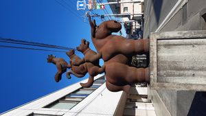 일본 후지카와구치코의 브레멘 음악대 동상