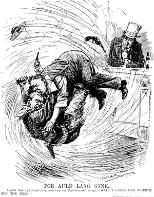 1912년 5월, 펀치에 실린 태프트와 루즈벨트의 무제한 대결 묘사