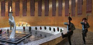 마마예프 쿠르간의 영원한 불꽃, 볼고그라드, 러시아 (콜라주)