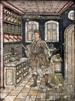 약제사를 그린 그림. 1730년 남독일, 작자 미상.