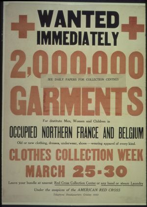 점령된 프랑스와 벨기에를 위한 의류 요청 포스터