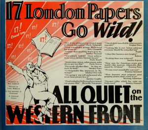 "17 London Papers Go Wild!" 서부 전선 이상 없음 광고, The Film Daily, 1930년