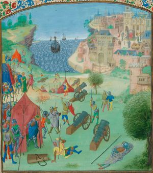 프루아사르 연대기에 묘사된 1384년 리스본 공성전.