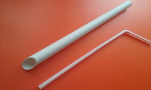 버블티용 종이빨대와 일반적인 플라스틱 빨대 비교