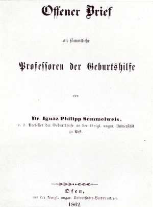 젬멜바이스의 1862년 산과학 교수 일동께 보내는 공개 서한